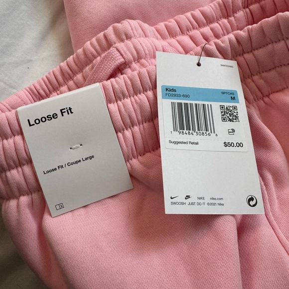 NIKE Girls Hoodie & Jogger 2 Piece Set Pink Size Medium Loose Fit - Picture 5 of 7